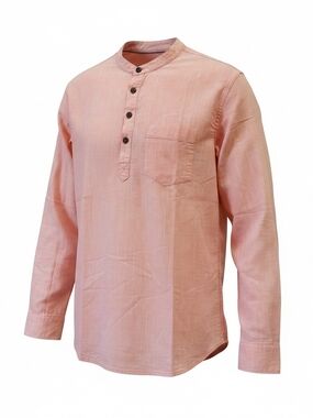 Men's Mandarin Collar Long-Sleeve Shirt - Pink Netplay Sz M